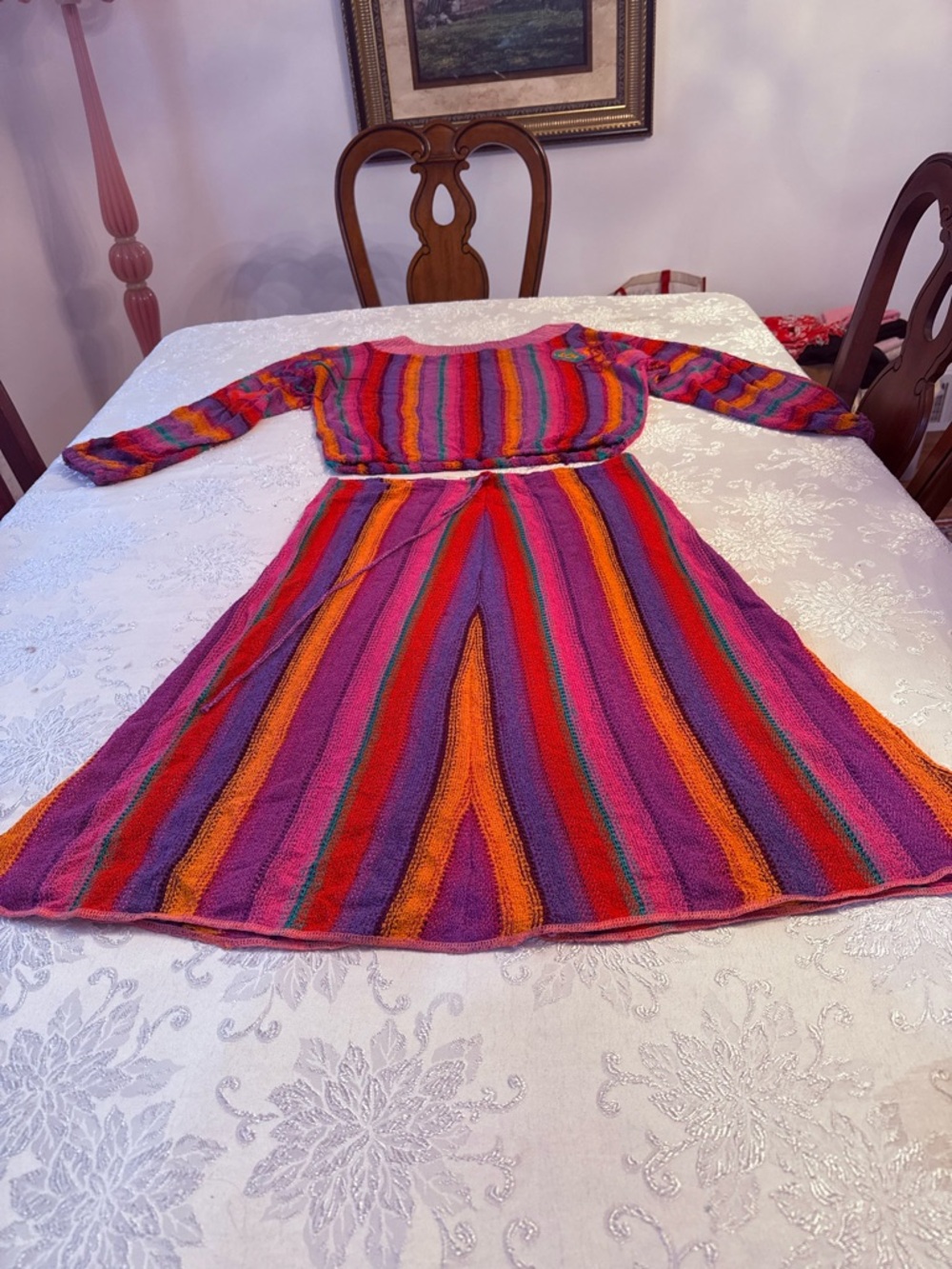 Vibrant Multicolor Striped Knit Dress - Bold Pink & Orange Stripes